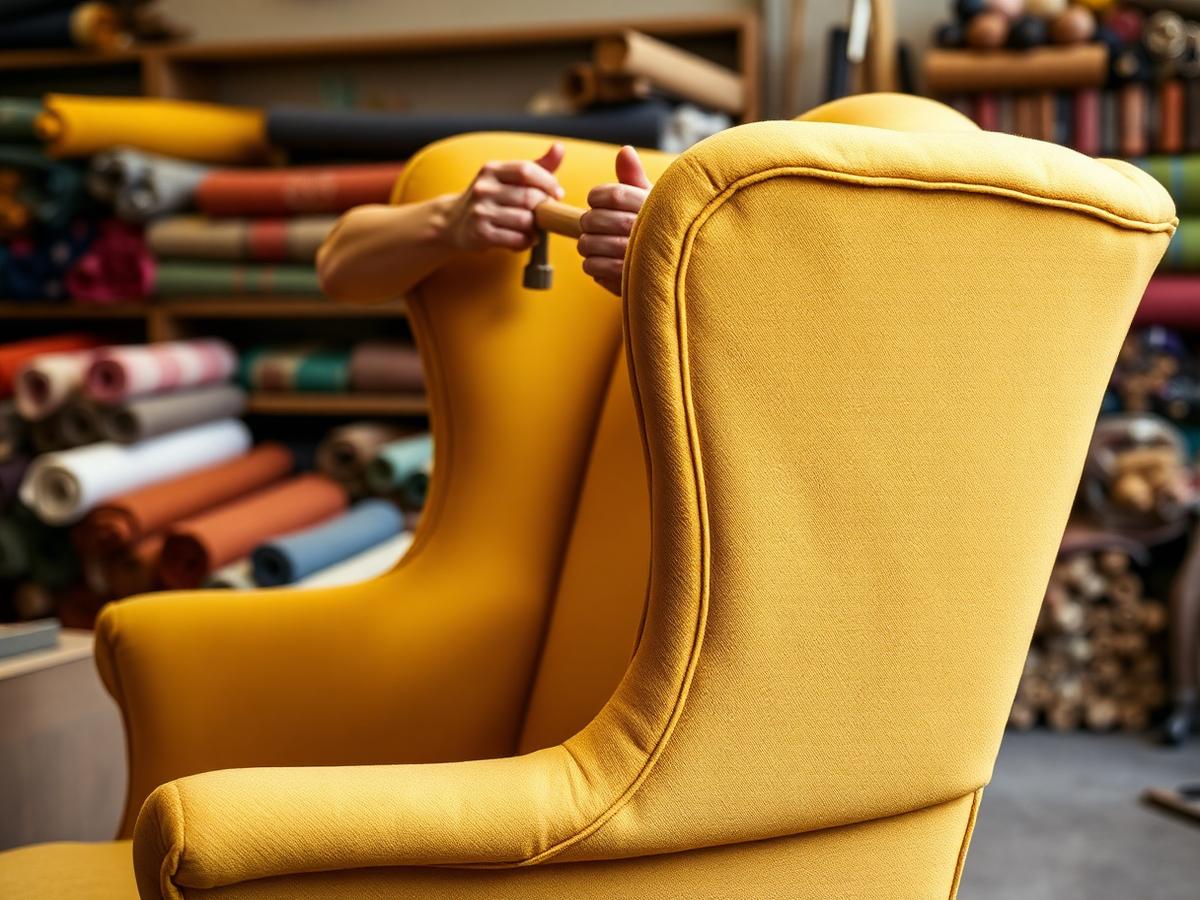 An upholsterer at work in the workshop